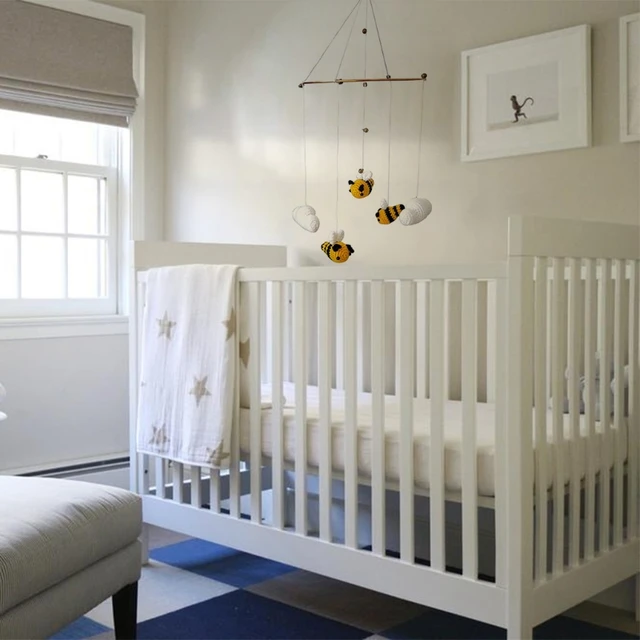 Baby Rattles Crib Mobiles Toy Bed Bell Knitting Wool Bee Cloud Wind Chime Pendant Nordic Kids Room Nursery Decoration 2