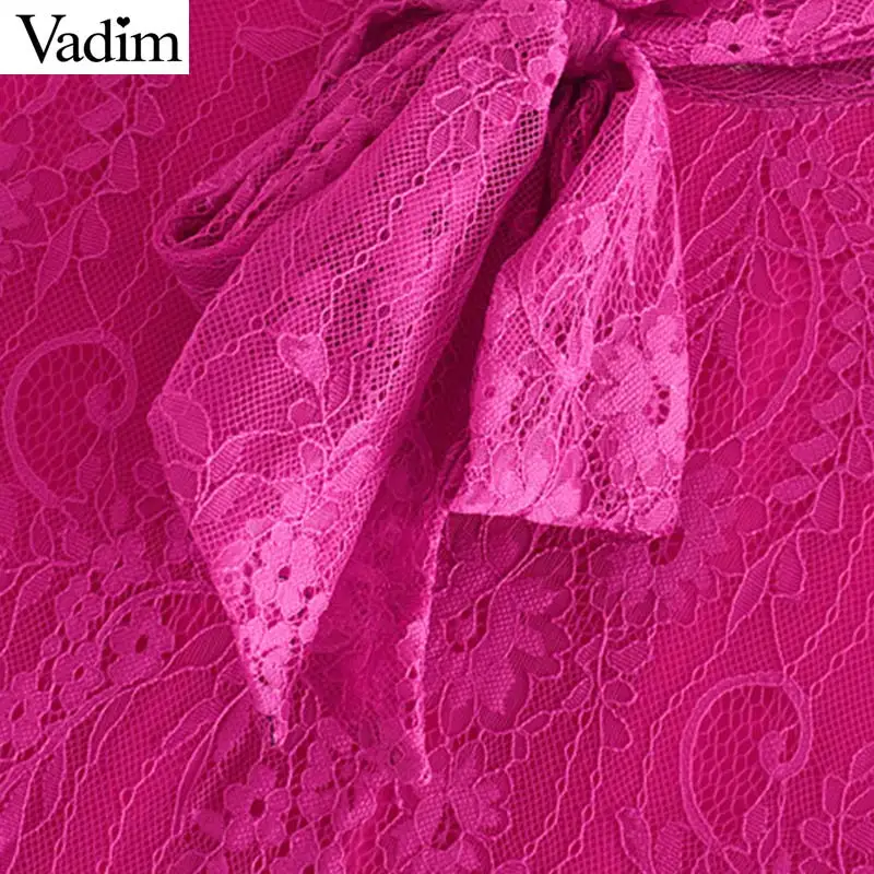 Женское элегантное платье vadim, кружевное платье миди, воротник-бабочка, боковая молния, длинный рукав, женские повседневные стильные платья, vestidos mujer QC993