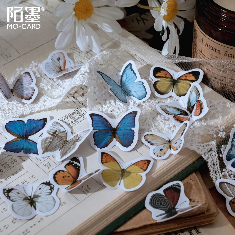 46pcs/pack Butterfly Story Mini Paper Sticker Decoration Diary Scrapbooking Label Sticker DIY Stationery