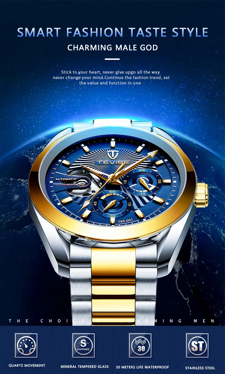 TEVISE Для Мужчин's Tourbillon Водонепроницаемый часы автоматические механические часы Для Мужчин Скелет часы мужские наручные часы Relogio Masculino