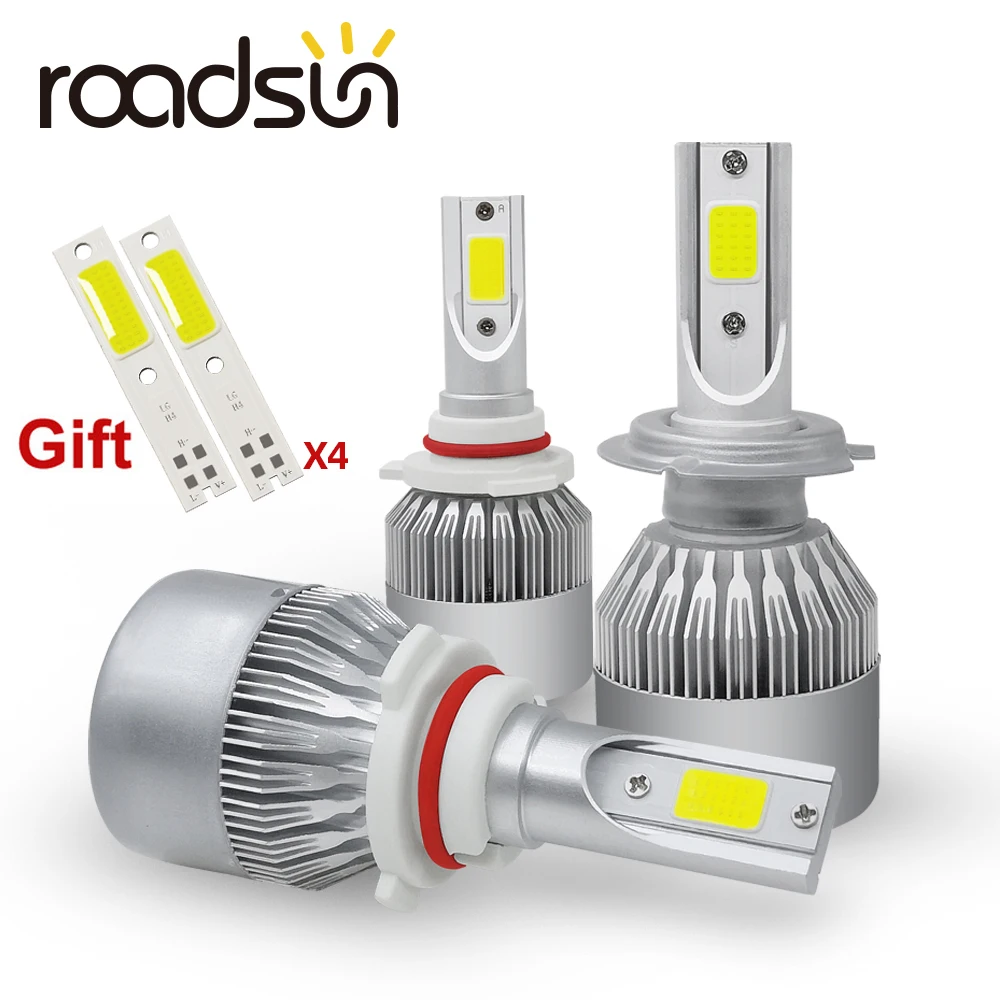 Roadsun H4 светодиодный H7 H11 H8 HB4 H1 H3 9005 Авто C6 для автомобильных фар 72 Вт 8000LM