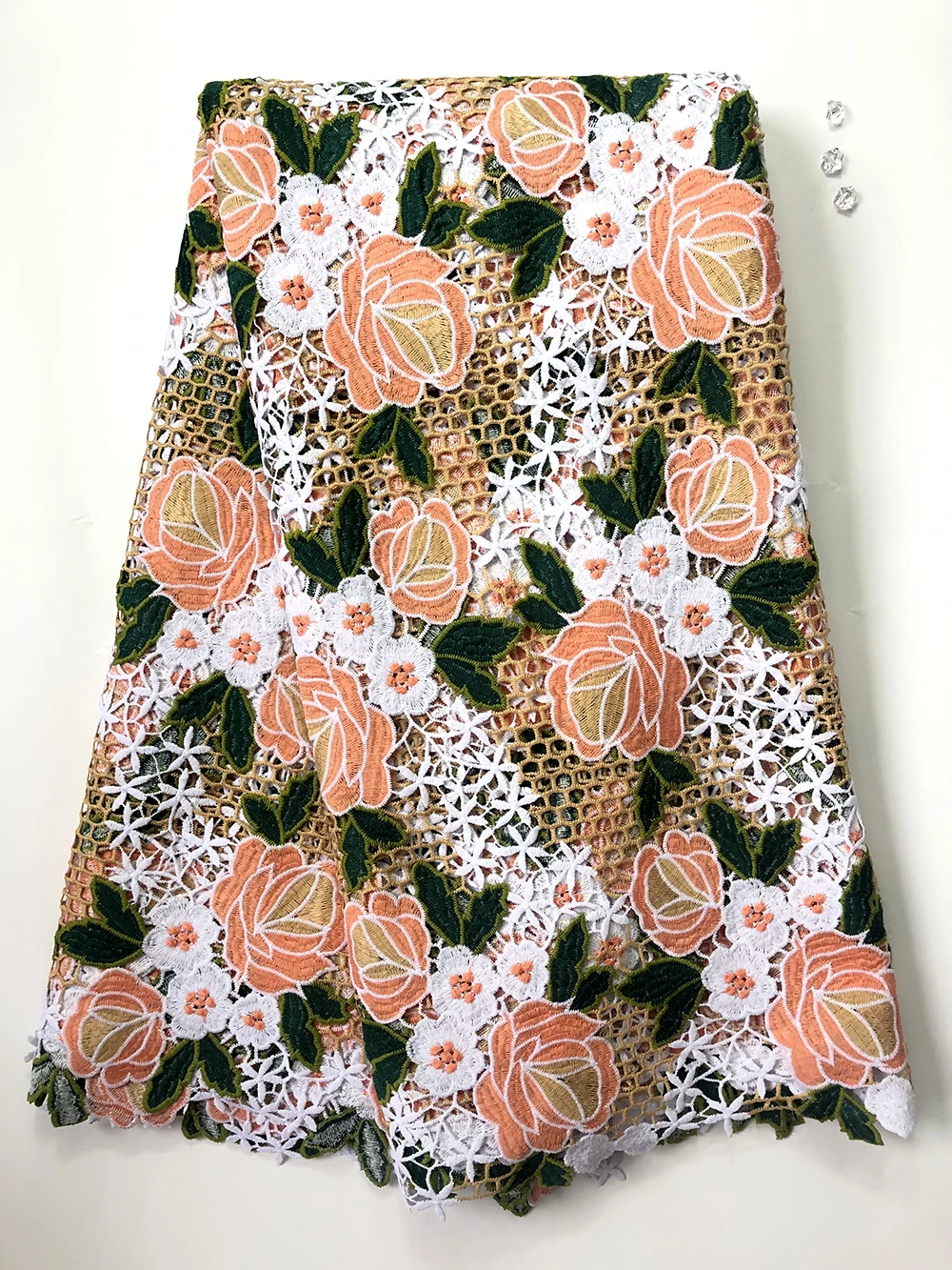 

Flower Design African Guipure Lace Fabric 2021 High Quality Nigerian Cord Lace Fabrics Water Soluble Lace For Wedding Sewing