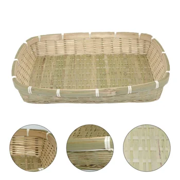 

Rectangle Hand-woven Tray Egg Basket Decorative Ship Pattern Basket Light Green