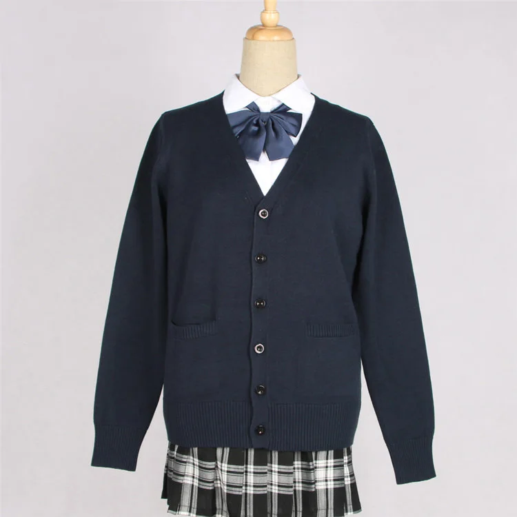Школьная форма JK, свитер, пальто, аниме, косплей, костюмы и кардиган, верхняя одежда, свитер, 17 цветов, трикотажное пальто с длинными рукавами для девочек - Цвет: Nary blue