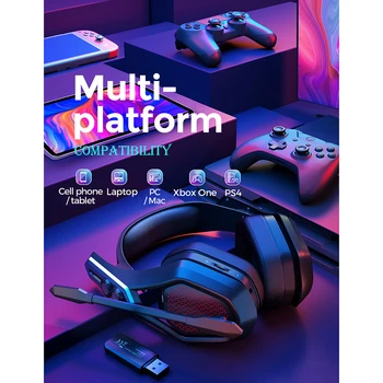 Mpow Iron Pro Wireless Gaming Headset USB/3.5mm Headphone with Noise Canceling Mic 3D Surround 20h Playback for PS5 PS4 PC Gamer 5