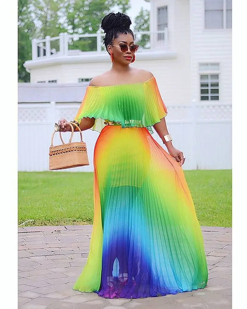 2019 Summer Pleated Chiffon Dress Loose 