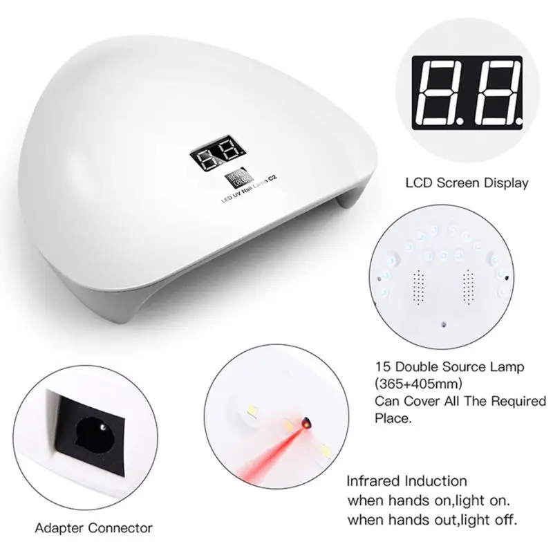 45W USB Smart Induction Nail Dryer Lamp UV Phototherapy Light Nails Polisher Set NEW