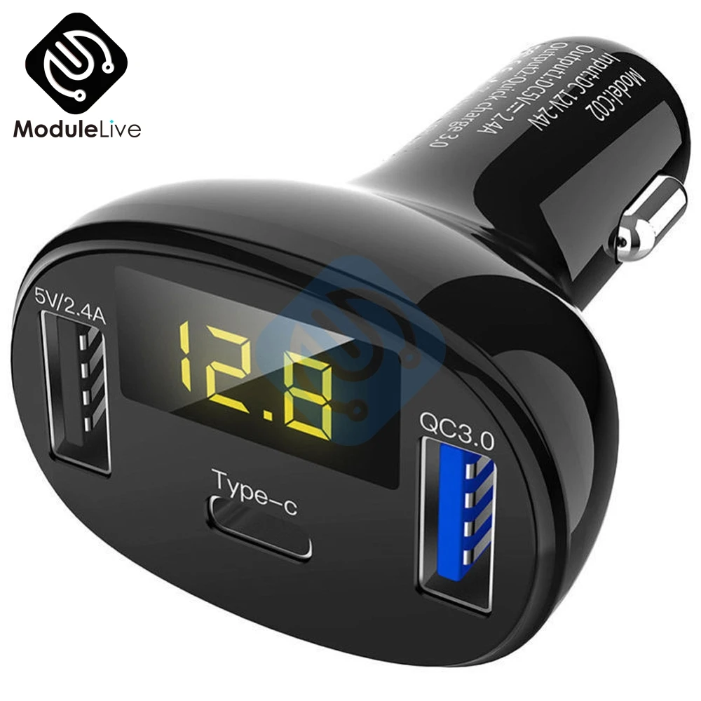 QC3.0 QC Тип C PD DC 12 В usb мультивольтовый Измеритель Напряжения Монитор двойной USB
