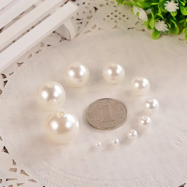 4/6/8/10/12/14/16mm pearl beads ABS loose Round Beads Craft For Fashion Jewelry Making white beige DIY Imitation Garment beads 3