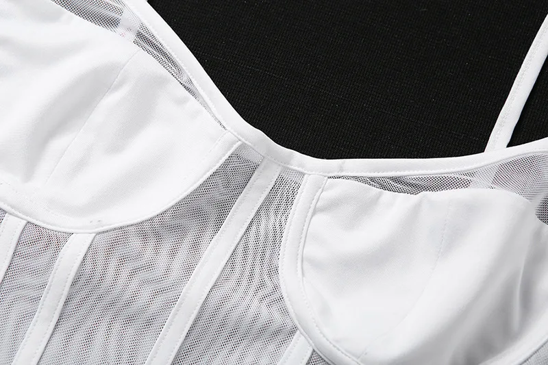 Sytiz Sexy See-through Low Chest Bodysuit 2020 Fashion Women Summer Backless Mesh Spaghetti Strap Bodysuit Party Clothes