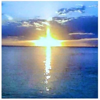 

Diamond Painting Full Round Drill Diamond Art Cross Stitch Arts Craft Canvas for Wall Decor Sea Cross Sunrise