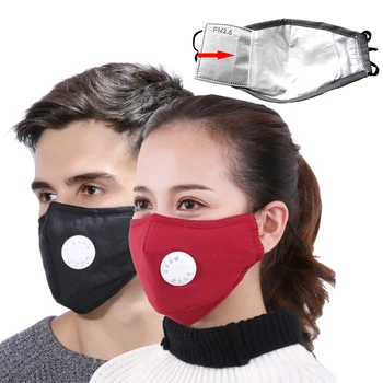 

Cotton Black Mouth Face Mask with 2 Activated Carbon Filter Windproof Mouth-muffle for Men Women Black Fashion mascarilla