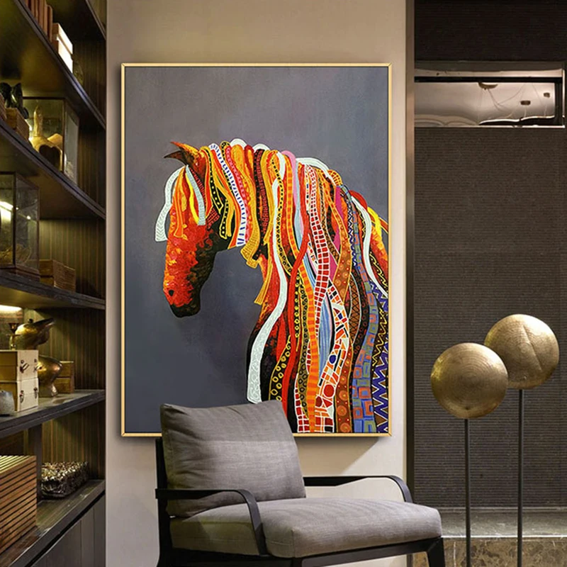 新ファッションスタイルカラフルな馬の絵壁アートの写真キャンバス絵画ポスターとプリントホームデコレーション - AliExpress ホームガーデン