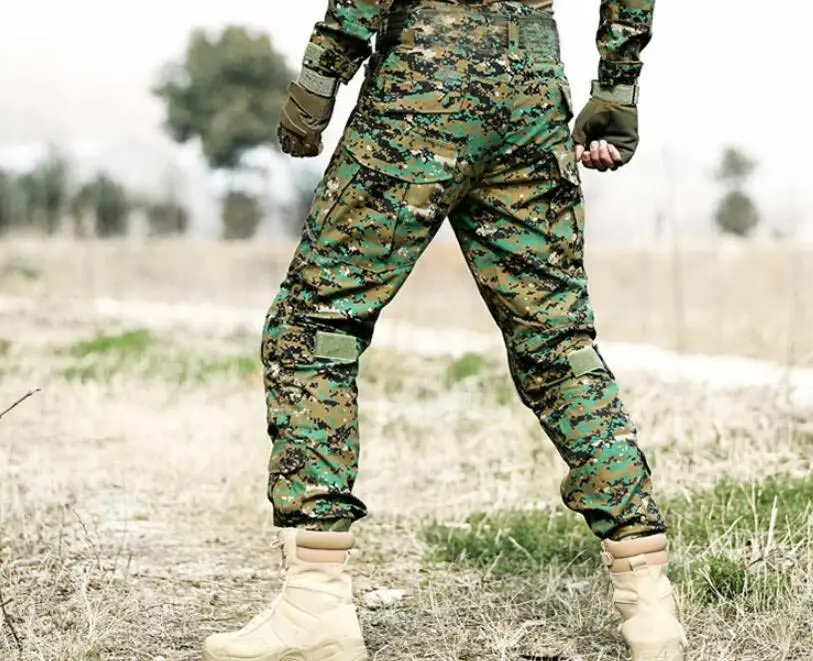 Военные армейские брюки с наколенниками страйкбол тактические брюки карго лесной Мультикам охотничий камуфляж брюки - Цвет: Only Pants