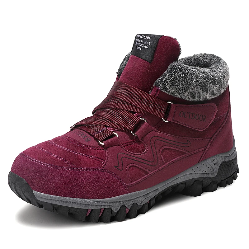 Женские зимние ботинки; зимняя обувь на платформе; теплые плюшевые ботильоны; женские зимние ботинки из натуральной кожи; Мужская водонепроницаемая обувь на высоком каблуке - Цвет: 1810 purple
