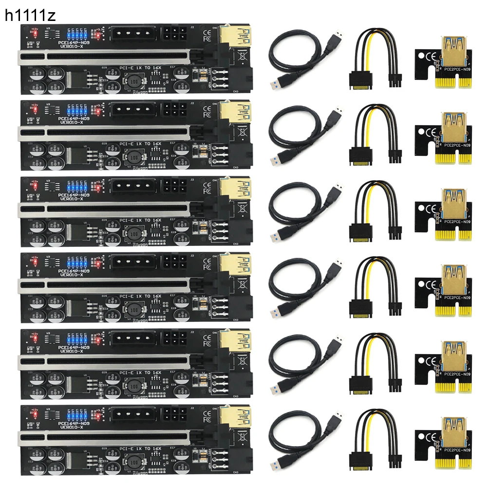 Pcie Riser 010 Ver010-x 6pin Cabo de Alimentação Usb 3.0 Pci Express X16 Riser para Placa de Vídeo para Mineração Bitcoin Pcs