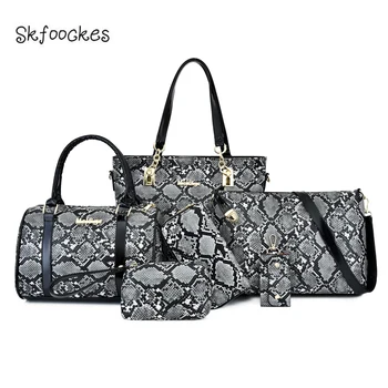 

skfoockes 2020 new women's bag, individual snakeskin ladies handbag, shoulder and crossbody bag, 6 pieces