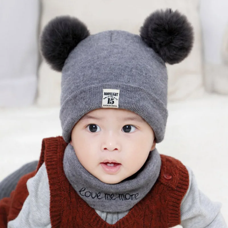 Uniyoung Baby Toddler Winter Hat Cute Bowknot Thicken Warm Knit Beanie with Double Pompom Kids Outdoor Skull Cap for 6 Months to 3 Years Old Girls 