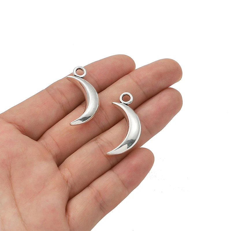 

10pcs Charms Crescent moon 15.5x4mm Antique Silver Color Pendants Making DIY Handmade Tibetan Finding Jewelry