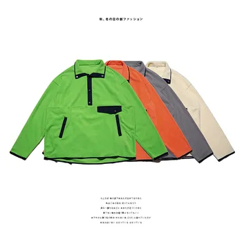 

Men's Spring And Autumn New Men's Casual Solid Color Pullover Sweatshirt Lapel Zipper Pocket Sweatshirt For Men Hip Hop