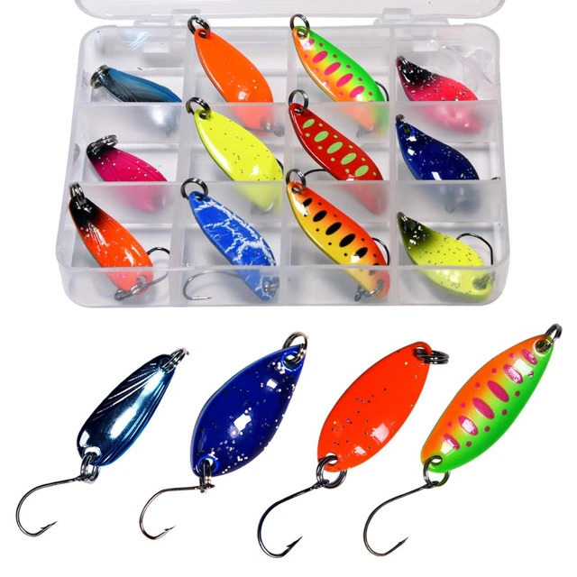 12pcs/box Trout Fishing Spoon Lure Set 2.8g 3g 3.6g 5g Fishing Metal Shone  Spoon Artificial Hard Bait For Bass Fishing - AliExpress