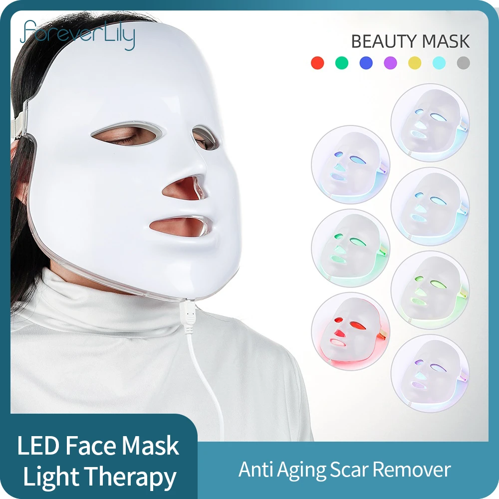 Masque Facial de beauté à photons LED, thérapie 7 couleurs, soins de la  peau à la lumière, rajeunissement des rides, élimination de lu0027acné, masque  coréen à Led
