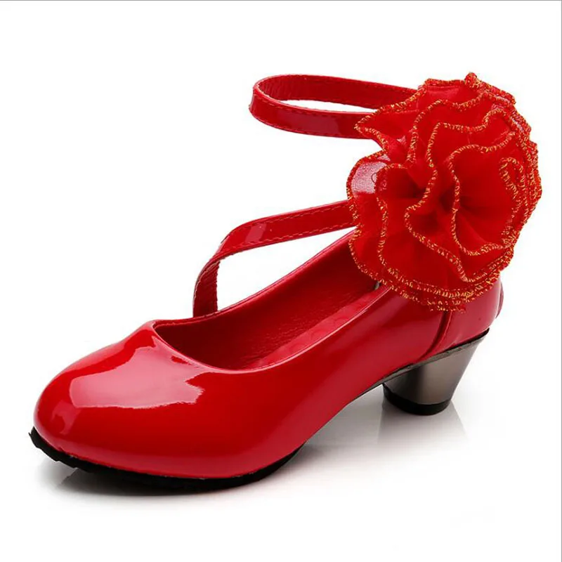 Children Girls Leather Shoes Kids High Heel Girls Princess Dance Shoes