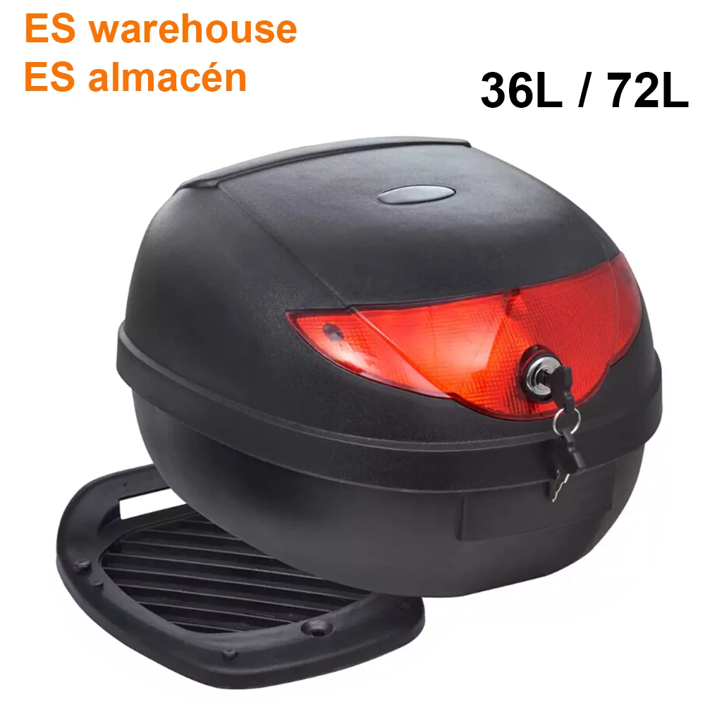 Baratos ES almacén 36L 72L carcasa superior impermeable del Motor del maletero de la motocicleta para un solo casco de la motocicleta de almacenamiento trasero caja de herramientas de equipaje negro