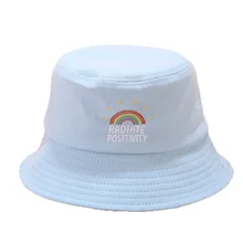 Унисекс Панама Радуга ведро шляпа, с вышитыми буквами Боб кепки Открытый мужская летняя Рыбалка рыбак шляпа для женщин