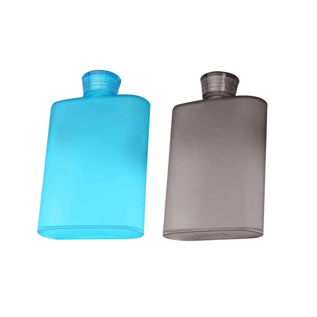 2pcs 400ml Reusable Hip Flask Drinking Water Bottle Plastic - BPA Free, LeakProof, Refillable For Sports Travel School