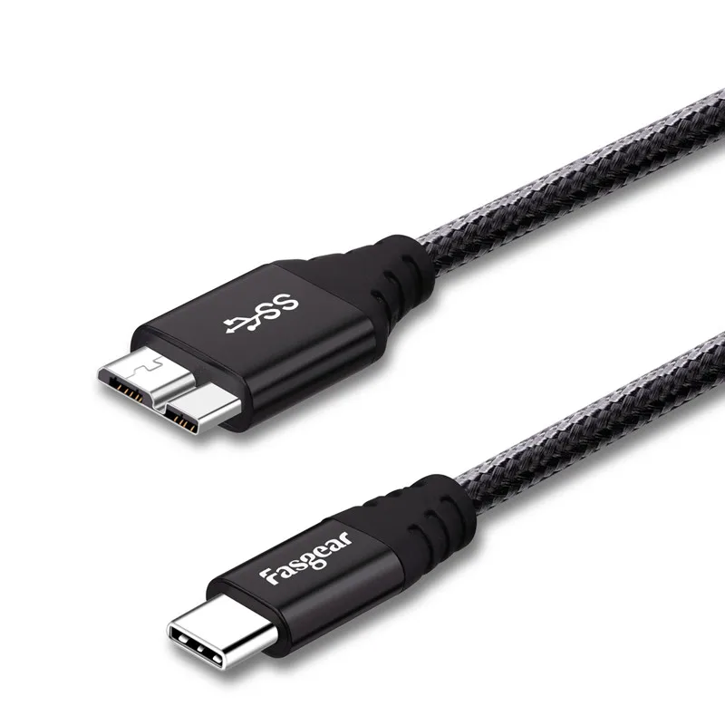 usb to hdmi cable Fasgear Micro B USB C 3.0 Cable 5Gbps Fast Data Sync Cord For Samsung External Hard Drive Macbook WD Toshiba USB 3.0 Cables hdmi converter Cables & Adapters