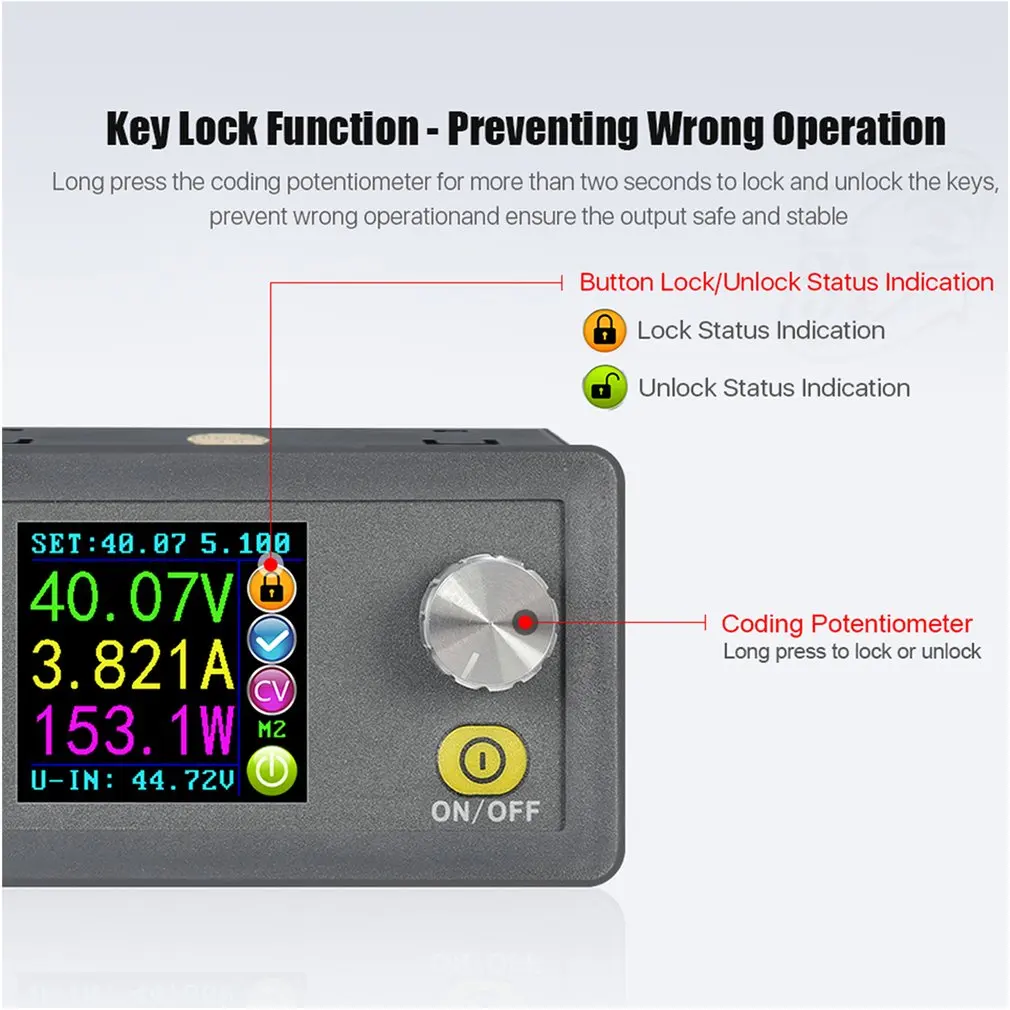 DPH5005 Buck-boost Converter Constant Voltage Current Programmable Digital Control Power Supply Color LCD Voltmeter 50V 5A New