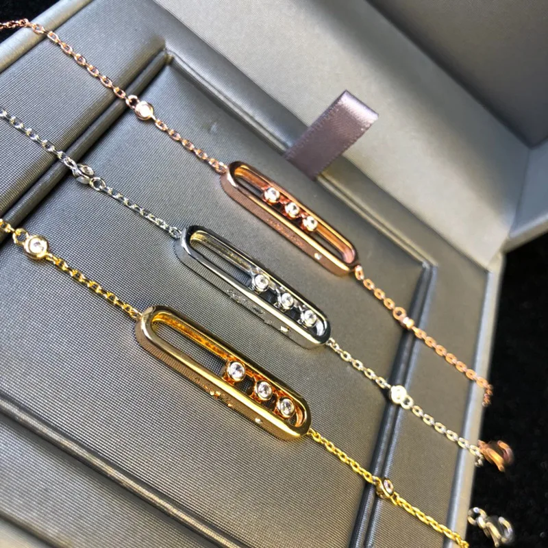 Дизайнерская мода 925 стерлингового серебра 3A кубический цирконий move браслет для женщин известный бренд любовь moving браслет имитация ювелирных изделий