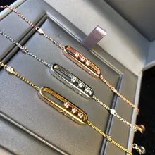 Дизайнерская мода 925 стерлингового серебра 3A кубический цирконий move браслет для женщин известный бренд любовь moving браслет имитация ювелирных изделий