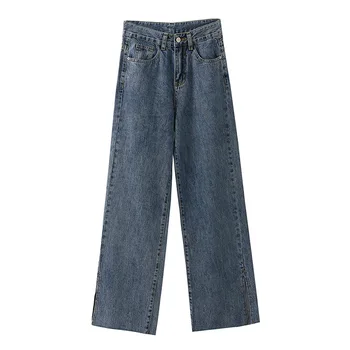 

Ins2020 Autumn Simple Loose Gao Waist Slimming Jeans Female Straight Cylinder Mopping The Floor Trousers