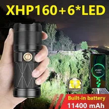 

New XHP160 Most Powerful Led Flashlight torch Built-in 11400 mAh battery USB rechargeable flash light XHP90 hunting fishing lamp