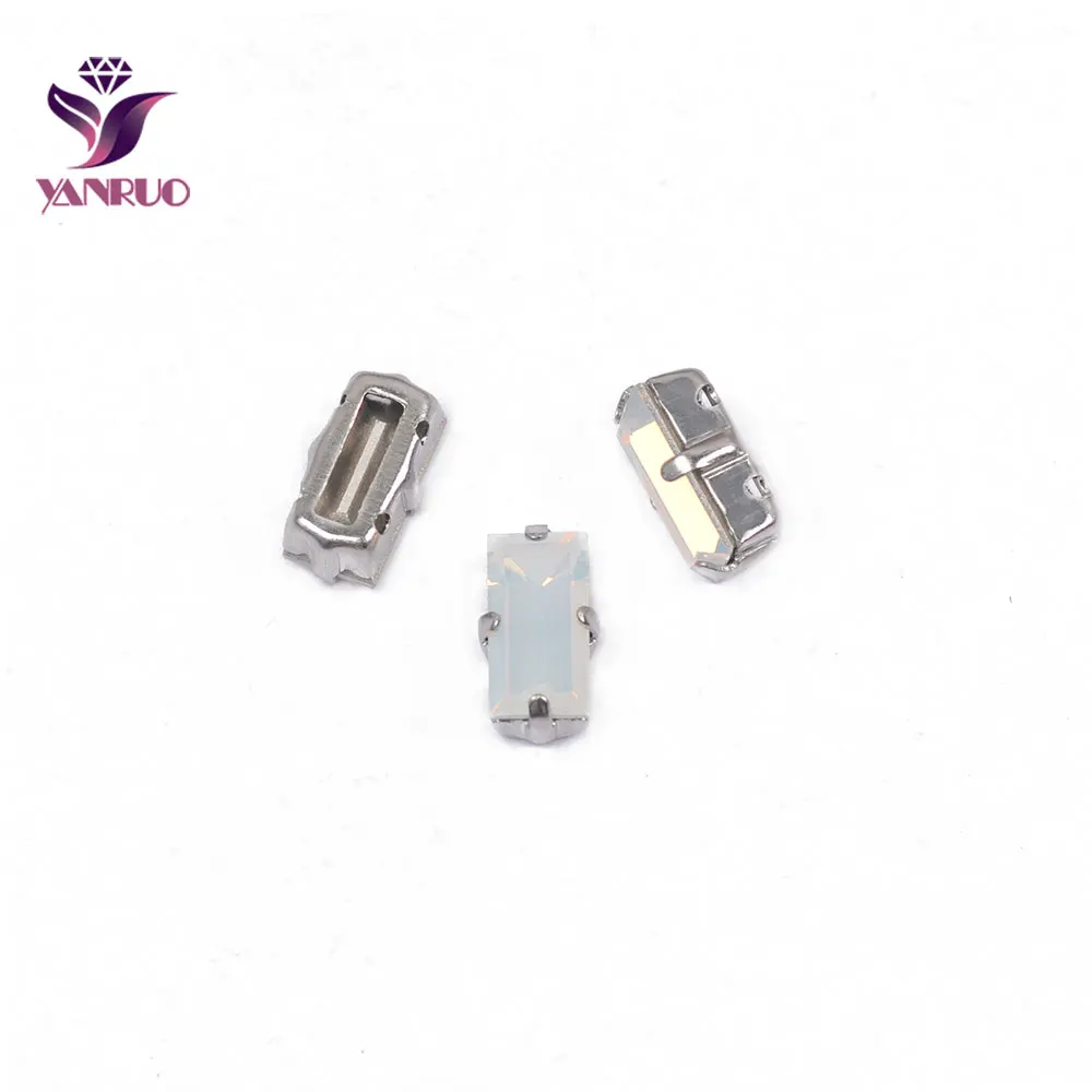 YANRUO, 4501, багет, кристаллы, ручная работа, сшитые камни, заостренный задник, стразы, рукоделие, стекло, шитье, украшения, бриллианты, рукоделие - Цвет: White Opal