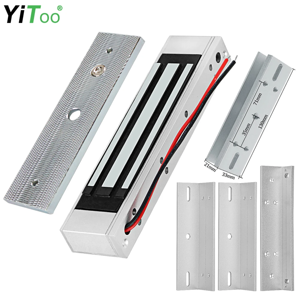 Электрический магнитный замок YiToo 180 кг/фунтов, уличный Водонепроницаемый дверной замок, постоянный ток 12 В, замок для стеклянной двери с деревянной дверью и кронштейном