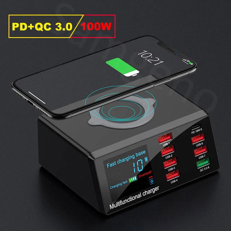 Quick Charge 3.0 8-Port USB Wall Charger 100W Charging Station for iPad and All Phone QC PD Wireless | Мобильные телефоны и