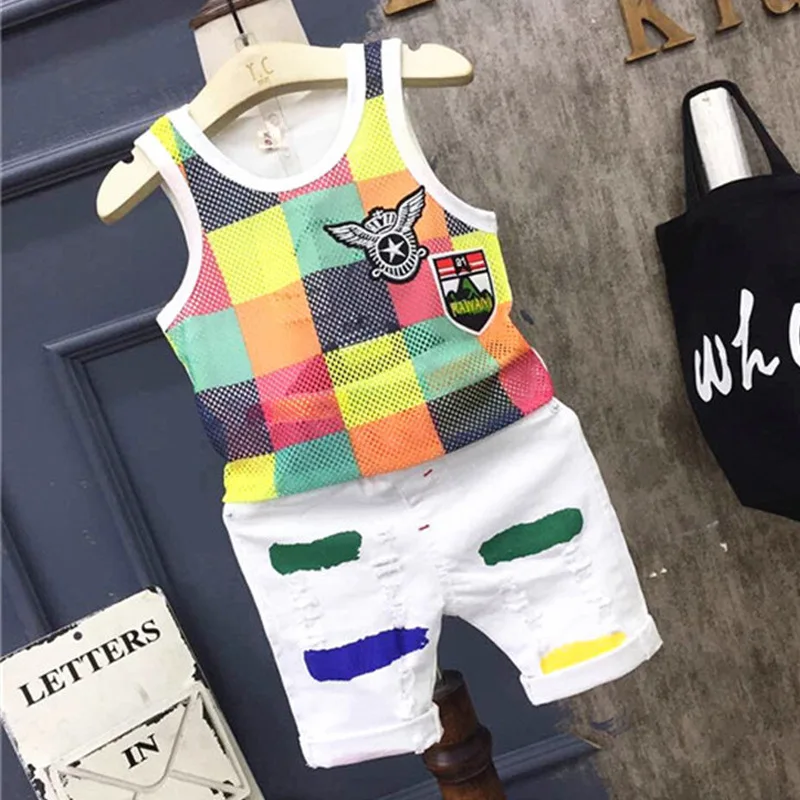 Special Price Kids Pants-Set Clothing-Sets Top-Shorts Vest Baby-Boys Summer 2pcs Children 2-7years DdGkZ0OWX