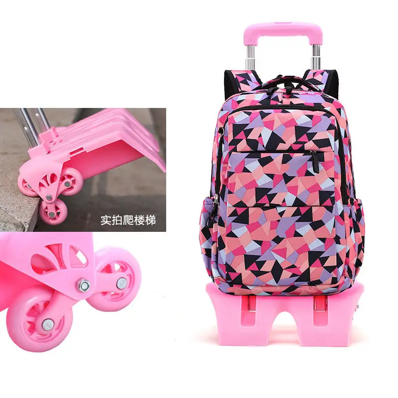 Funatom тележки школьные рюкзаки для девочек мультфильм детский рюкзак с колесами водонепроницаемый съемный Mochila Infantil Bolsa - Цвет: 6 wheels B