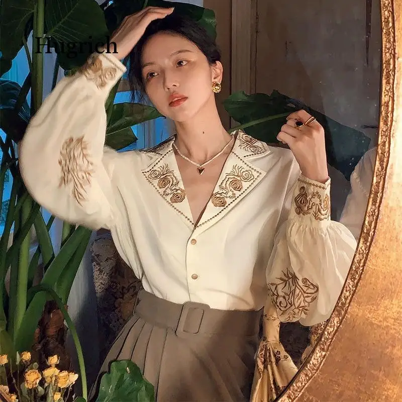 Elegant Blouse Women Autumn Floral Long Sleeve Top Female Office Lady Casual Designer French Korean Blouses Fashion 2021 castle korin men s belt real cowhide automatic buckle 2021 new alloy buckle luxury designer belt