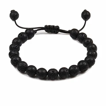 

8mm Volcanic Stone Bead Bracelets Braided Rope Adjustable Turquoises Strand Bracelet Charm Healing Balance Jewelry for Women Men
