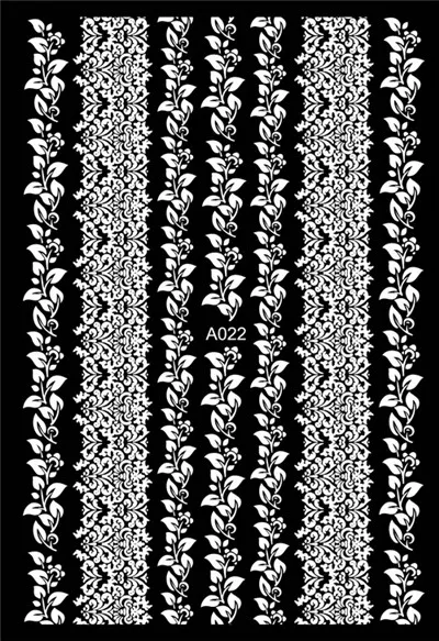 1 шт 3D наклейки для ногтей белые ретро кружевные цветы полые Геометрические линии наклейки самоклеящиеся маникюрные Советы украшения для ногтей - Цвет: A022