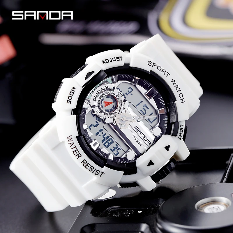 SANDA, роскошные мужские цифровые светодиодный часы, спортивные мужские уличные электронные часы, повседневные спортивные светодиодный наручные часы, цифровые часы