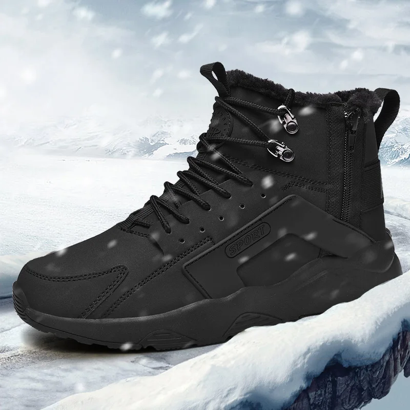 

2019 New high to help large size thick cotton shoes snow boots three color warm shoes plus velvet shoes mens athletic shoes