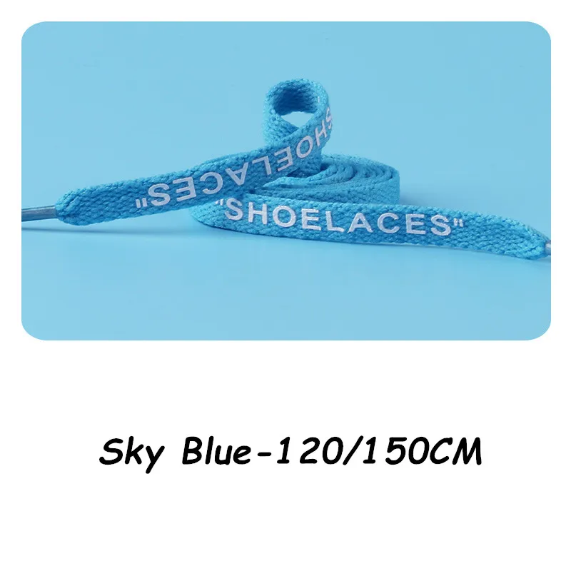 Sky Blue Новые шнурки на плоской подошве, шнурки с логотипом на молнии, белые шнурки ручной работы, шнурки для кроссовок, шнурки для ботинок - Цвет: Sky Blue