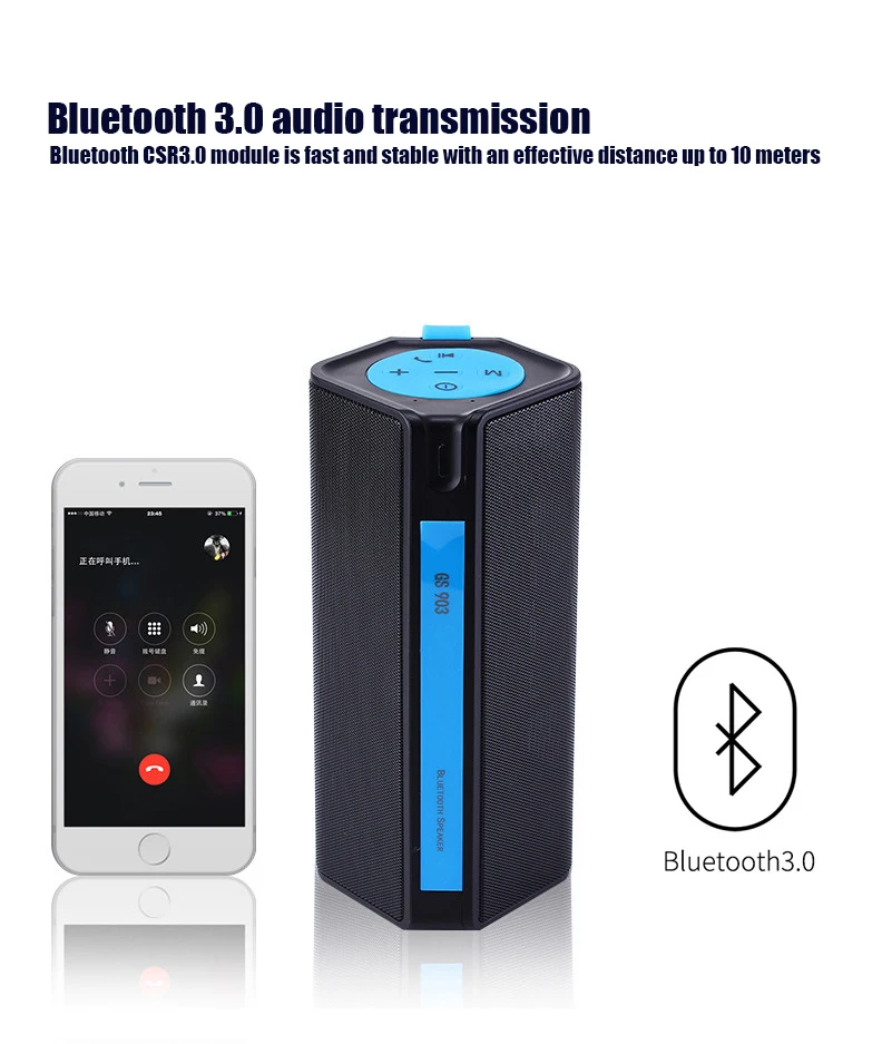 Открытый водонепроницаемый портативный Bluetooth динамик сабвуфер hands-free Вызов TF карта FM аудио воспроизведение возможность бас Музыка cente