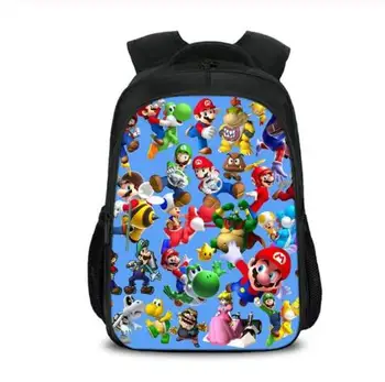 

16 Inch Mario Backpack Children Cartoon Mario Backpacks Boys Girls SchoolBag For Kindergarten Daily Backpack Kids Mochila