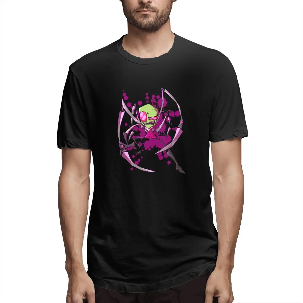 

Off white T shirt Anger Invader Zim Men's Short Sleeve T-shirt tags1 tshirt Rrinted 100 Percent Cotton